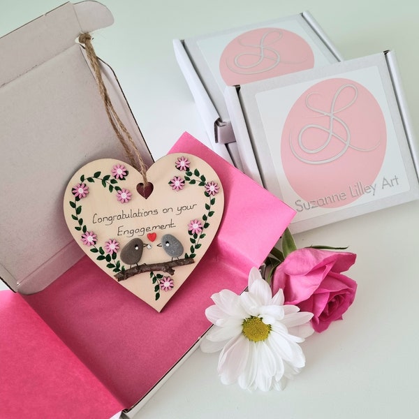 Congratulations on your Engagement - Wooden heart decoration