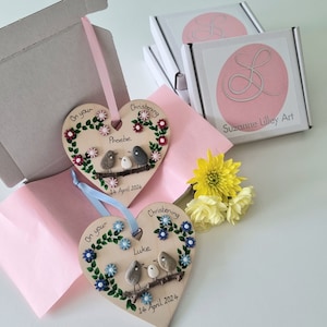 Christening - Wooden heart decoration