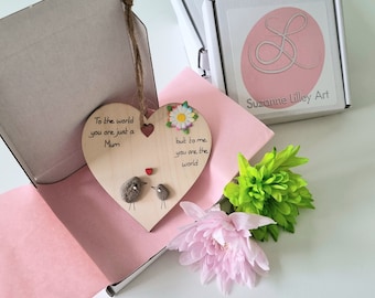 To the world you are just a mum - Wooden heart decoration