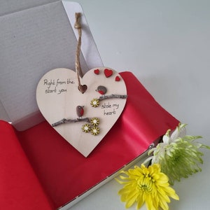 Dès le début tu as volé mon coeur - Décoration coeur en bois