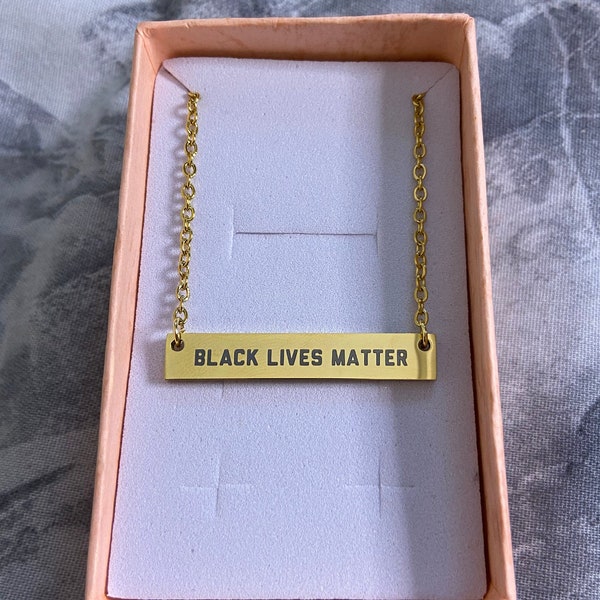 Black Lives Matter statement necklace in Gold