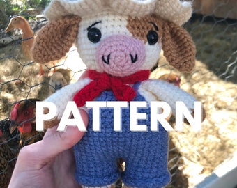 Bo Farmer Cow *DIGITAL PDF crochet PATTERN*