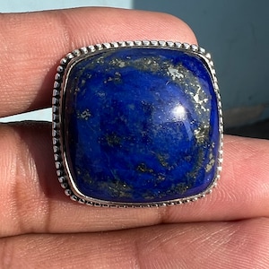 Natural Lapis Lazuli Ring lapis Lazuli Ring 925 Sterling Silver Ring statement Ring cocktail Ring Blue Stone Ring Boho Ring Gift HER