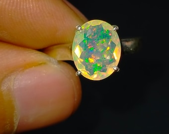Handmade Sterling Silver Ethiopian Opal Ring: Cocktail Jewelry