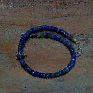 Black Opal Bracelet, Opal Silver Bracelet, Ethiopian Opal Smooth Rondelle Beads Bracelet, Multi Fire Opal Bracelet, Ethiopian Opal Jewelry