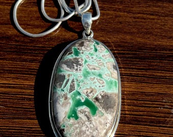 Variscite / Variscite Pendant / 925 Solid Sterling Silver / Necklaces 18 Inches / Handmade Necklaces / Stone Size 29x51 MM