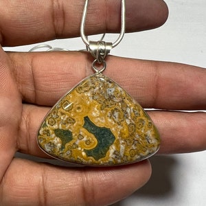 Ocean Jasper Pendant,Natural Ocean Jasper,925 Sterling Silver,Healing Stone,Unique Statement Pendant,Jasper Pendant,Gift for Her him