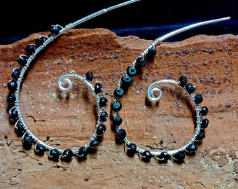 Black Spinel Earrings Spinel Earrings Black Spinel Beads Earrings Black Beads Earrings Black Earrings Gemstone Earring