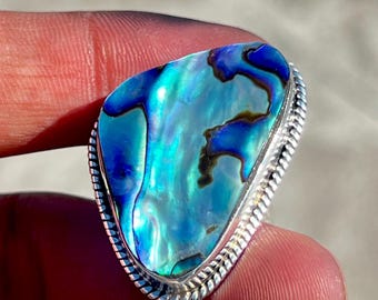 Abalone Shell Ring Natural Abalone Shell Ring Stretchable Ring Handmade Ring Statement Ring Gift HER