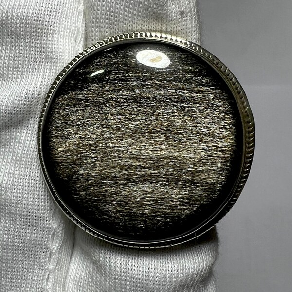 Obsidian Ring/925 Sterling Silver/Natural SILVER SHEEN OBSIDIAN/Handmade Large Oval Shimmering Obsidian Statement Ring/Unisex Statement Ring