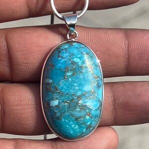 Copper Turquoise Pendant 925 Sterling Silver Pendant Copper Turquoise Pendant - Copper Turquoise Pendant Gift For Her