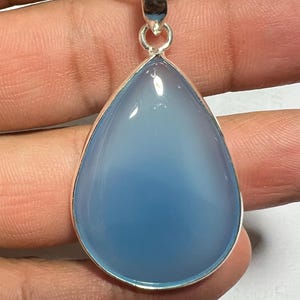 Chalcedony Pendant Blue Chalcedony Pendant 925 Sterling Silver Pendant Healing Pendant Artisan Jewelry Gift Her Stone Size 25x35 MM