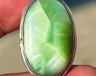 Handmade Oval Hemimorphite Ring: 925 Sterling Silver Cocktail Ring
