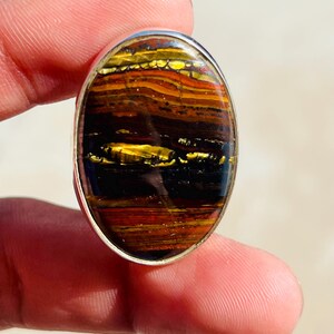 Iron Tiger Eye 925 Sterling Solid Silver Handmade Ring Iron Tiger Eye Silver Ring Natural Iron Tiger Eye Ring Valentine Gift For Her