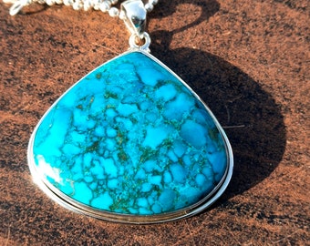 Turquoise Pendant - 925 Sterling Solid Silver Pendant - Tibetan Turquoise Pendant - Wedding Gift Item - Turquoise Pendant For Mom B 329