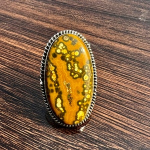 Handmade Oval Ocean Jasper Ring: Sterling Silver Cocktail Ring