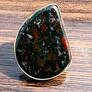 Large Bloodstone Ring Statement Ring 925 Sterling Silver Natural Bloodstone Ring Designer Ring Handmade Gemstone Ring Red Bloodstone HER