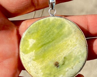 Green Opal Pendant, 925 sterling silver Pendant, Natural Green Opal Crystal Pendant, Handmade Jewelry, Gift For Mothers Day, Gift For Her