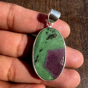 Natural Ruby Zoisite Necklace Ruby Zoisite Pendant 925 Sterling Silver Pendant Ruby Zoisite Pendant Silver Necklace Handmade Pendant image 6