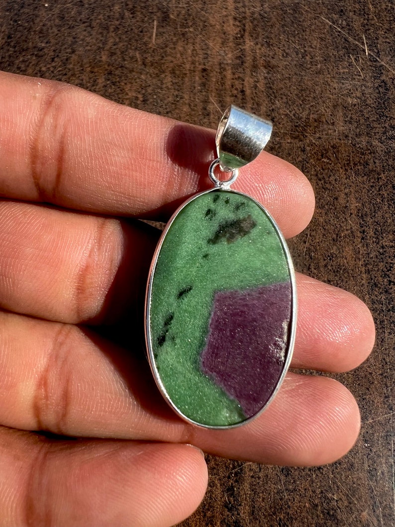 Natural Ruby Zoisite Necklace Ruby Zoisite Pendant 925 Sterling Silver Pendant Ruby Zoisite Pendant Silver Necklace Handmade Pendant image 6