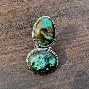 Handgemaakte Tibetaans turkooizen ring: sterlingzilver Southwest-statement