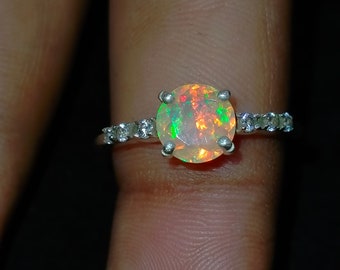 Handmade Ethiopian Opal Ring: Sterling Silver Minimalist Jewelry