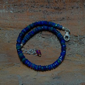Black Opal Bracelet, Opal Silver Bracelet, Ethiopian Opal Smooth Rondelle Beads Bracelet, Multi Fire Opal Bracelet, Ethiopian Opal Jewelry
