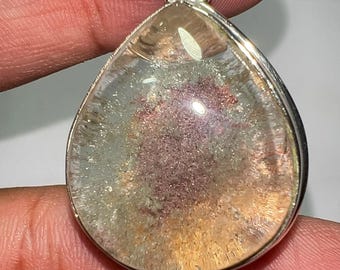 Teardrop Garden Quartz Sterling Silver Pendant Necklace - Handmade