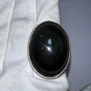 Handmade Sterling Silver Rainbow Obsidian Ring: Oval Cocktail Ring