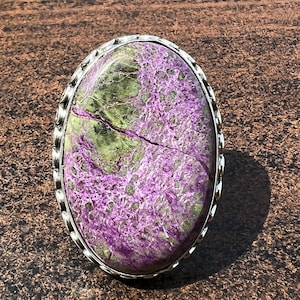 Handmade Stichtite Sterling Silver Ring: Oval Cocktail Ring