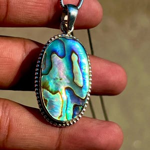Natürliche Abalone Muschel Anhänger 925 Sterling Silber Einzigartige Designer Hochwertige Abalone Muschel SELTEN Regenbogen Farben Handgemachte Stempel Navajo Geschenke