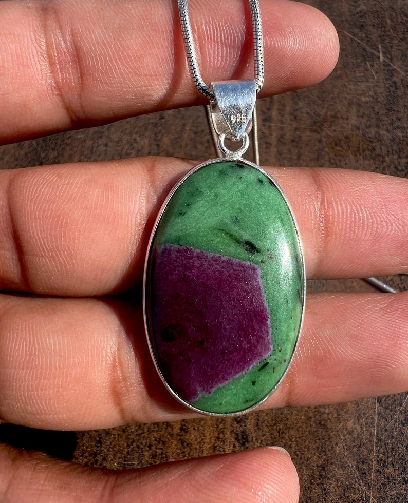 Natural Ruby Zoisite Necklace Ruby Zoisite Pendant 925 Sterling Silver Pendant Ruby Zoisite Pendant Silver Necklace Handmade Pendant image 1