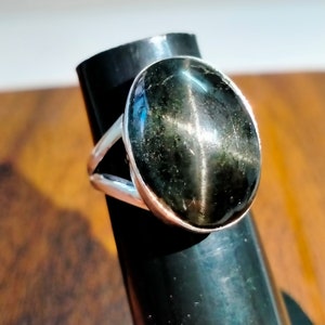Black Star Diopside Sterling Silver Ring Gift for Her Statement Ring Anniversary Gift Natural Star Diopside gemstone Christmas Jewelry C-826
