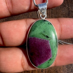 Natural Ruby Zoisite Necklace Ruby Zoisite Pendant 925 Sterling Silver Pendant Ruby Zoisite Pendant Silver Necklace Handmade Pendant image 2