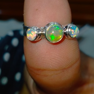 Opal Ring Opal Jewelry Dainty Ring Sterling Silver Minimalist Opal Ring Statement Ring Ethiopian Opal Stacking Ring Girlfriend Gift Opal
