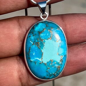 Copper Turquoise Pendant 925 Sterling Silver Pendant Copper Turquoise Pendant - Copper Turquoise Pendant Gift For Her