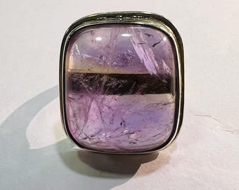 Handgemaakte sterlingzilveren ametrische ring: grote cocktailring (21 x 24 mm)