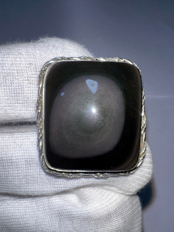 Rainbow Obsidian Ring Obsidian Ring Large Rainbow Obsidian Ring 925 Silver Ring Mahogany Obsidian Natural Obsidian Stone Best Gift For Mom