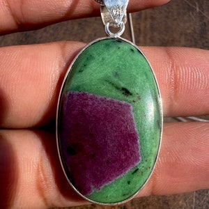 Natural Ruby Zoisite Necklace Ruby Zoisite Pendant 925 Sterling Silver Pendant Ruby Zoisite Pendant Silver Necklace Handmade Pendant image 7