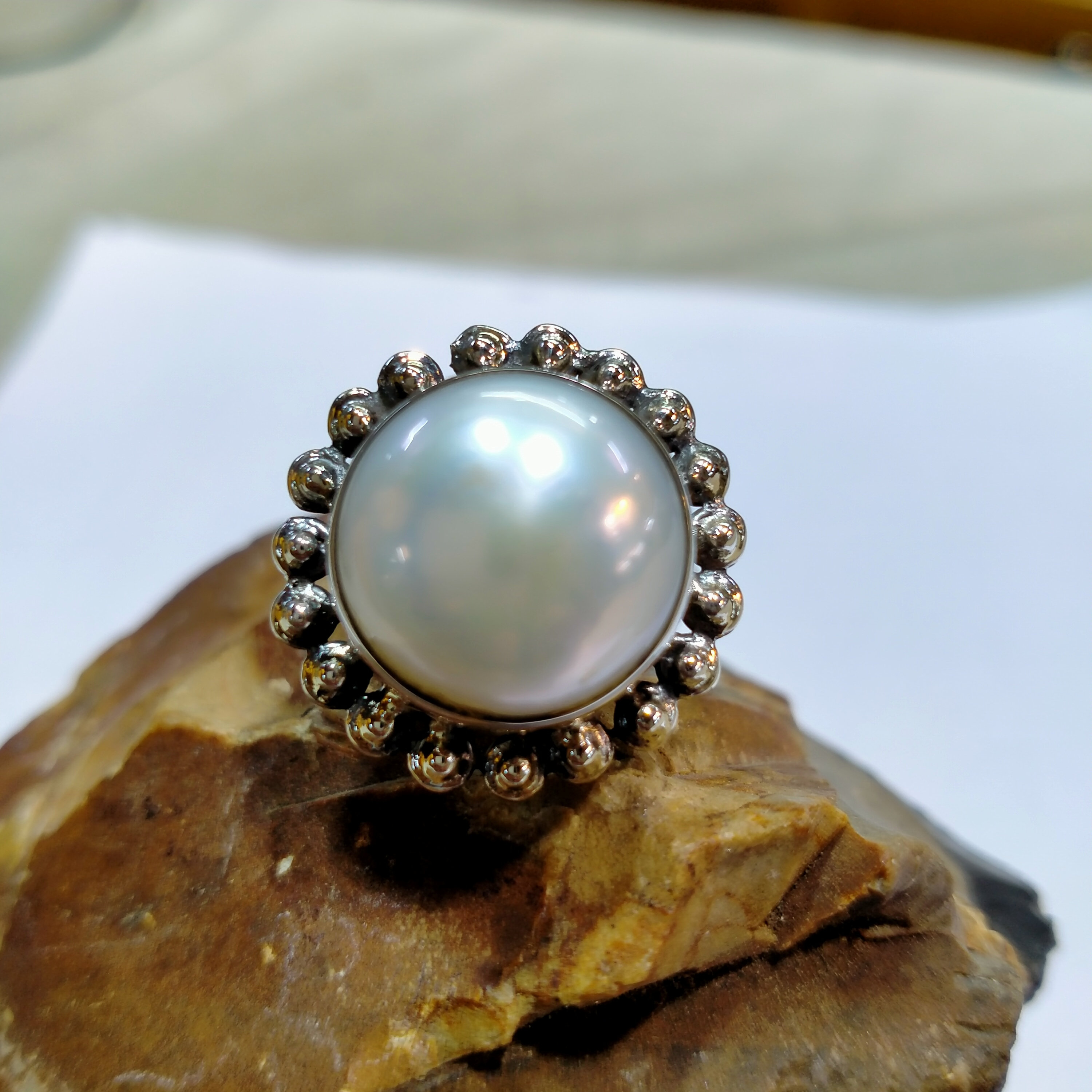 Pearl Ring Natural Gemstone Ring June Birthstone Ring 925 | Etsy