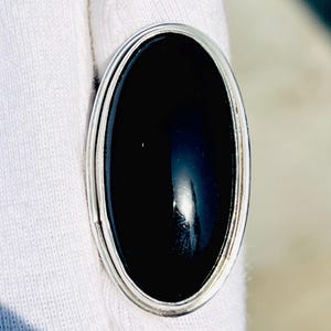 Handmade Sterling Silver Black Onyx Ring: Oval Gemstone, Boho Jewelry
