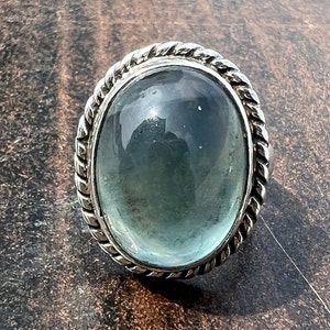 Fluorite Ring, 925 Sterling Silver Ring, Flourite Gemstone Ring, Statement Ring, Unique Women&#39;s Ring, Gift For Mom Her Vintage Art Deco Ring