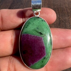 Natural Ruby Zoisite Necklace Ruby Zoisite Pendant 925 Sterling Silver Pendant Ruby Zoisite Pendant Silver Necklace Handmade Pendant image 3