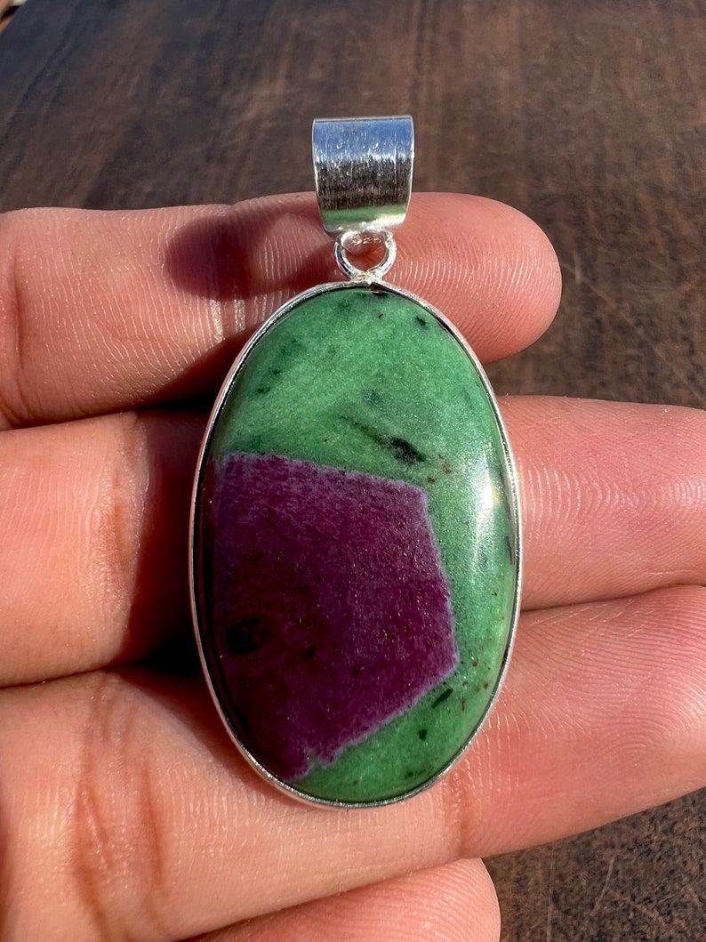 Natural Ruby Zoisite Necklace Ruby Zoisite Pendant 925 Sterling Silver Pendant Ruby Zoisite Pendant Silver Necklace Handmade Pendant image 3