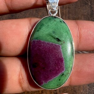 Natural Ruby Zoisite Necklace Ruby Zoisite Pendant 925 Sterling Silver Pendant Ruby Zoisite Pendant Silver Necklace Handmade Pendant image 8