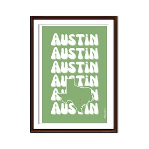 Austin Texas Print, Sage Green Wall Art, Y2K Art Print, Downloadable Art, 4x6 Print, 6x9 Print, 8x10 Print, Retro Wall Art, Wall Decor