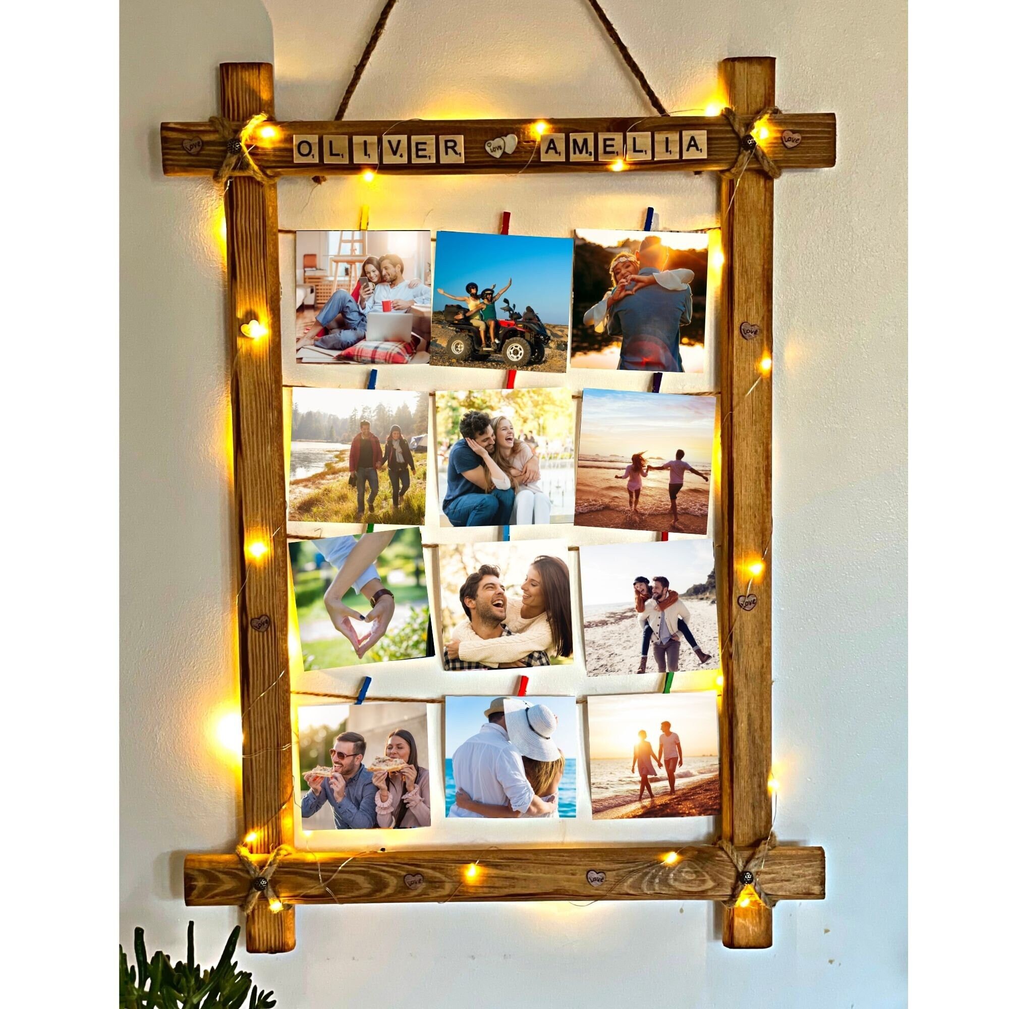 Personalized Photo Frame, Photo Frame Multiple Photos, Photo Collage Frame, Wooden Photo Frame