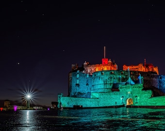 Edinburgh Castle at night.