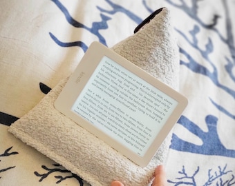 Boucle Kindle Stand |IPad Pillow Stand | Cream Colour| Ivory colour Home Office  | Bed Beanbag Stand | Father&#39;s day