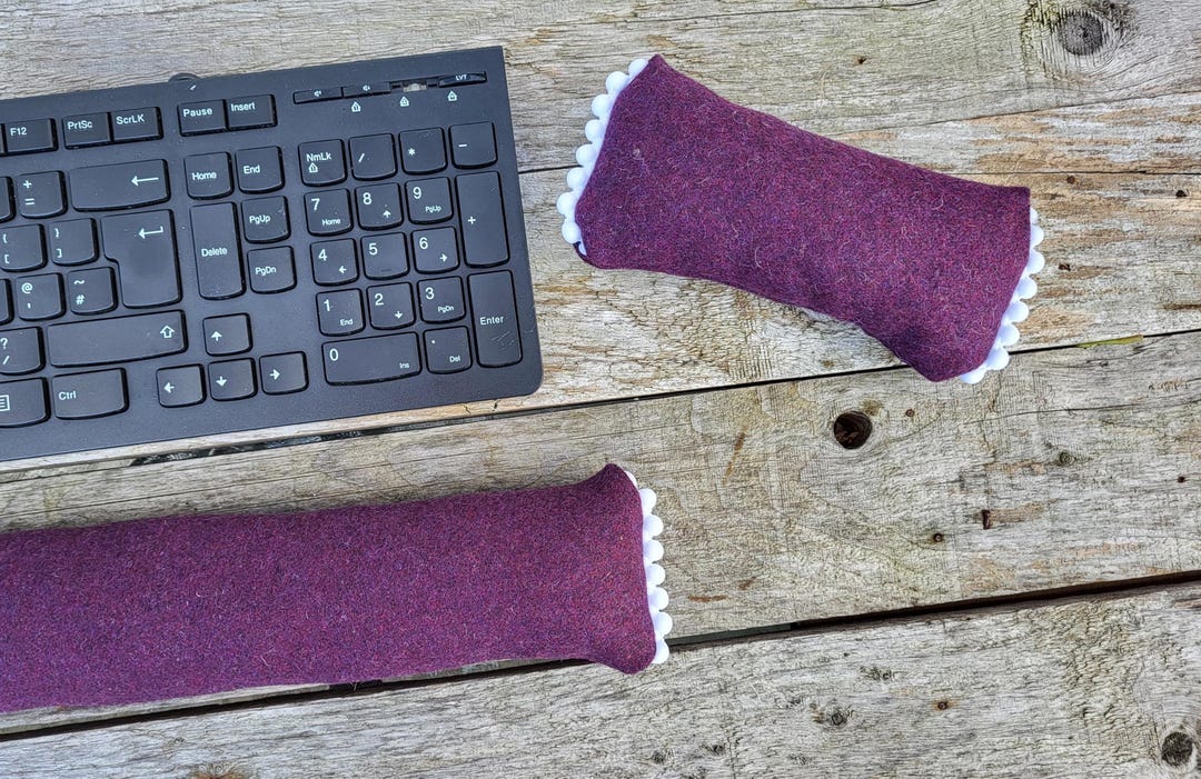 Wool Arm Rests Handmade Wool Keyboard Wrist Rest With Pompom Trim - Etsy